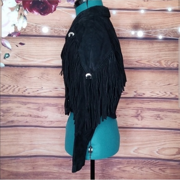 Vintage Leather Fringe Cropped Jacket - Picture 3 of 8